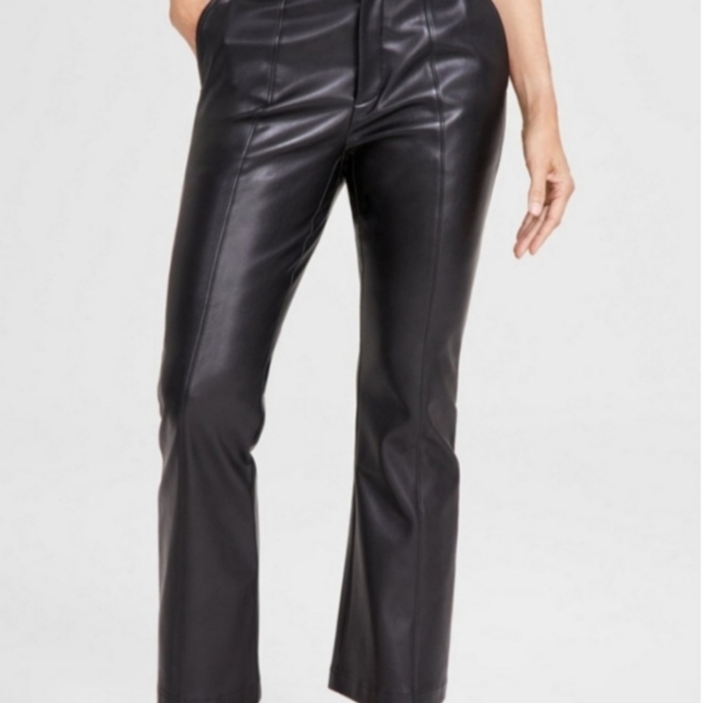 INC Women's Faux-Leather Kick-Flare Pants NWT SIZE 12